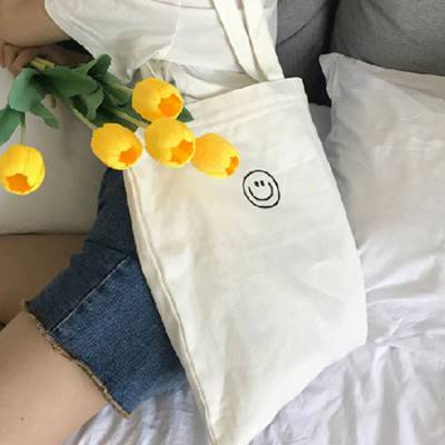 스마일 에코백 화이트 블랙