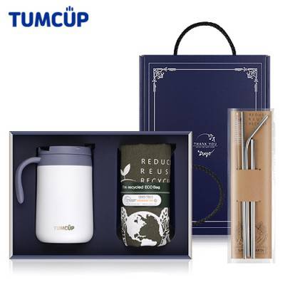 텀컵 선물세트 TS-500ES_텀블러1+에코백1+스텐빨대4종 기프트세트