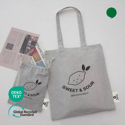 리사이클 그레이 세트 (컬러라이트 그레이 에코백 + 미르셔링 파우치 그레이)