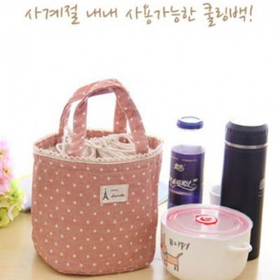 도트 쿨러백, 귀여운 도시락가방, 보온백, 보냉백, 도시락 가방, 직장인 학생