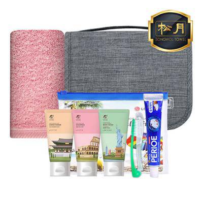 [송월] 트래블 파우치(엘지생활건강 여행용키트+40수 180g 수건) 세트
